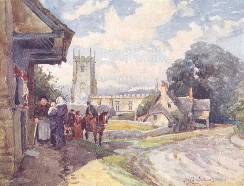 WARCS. Long Compton 1916 old antique vintage print picture